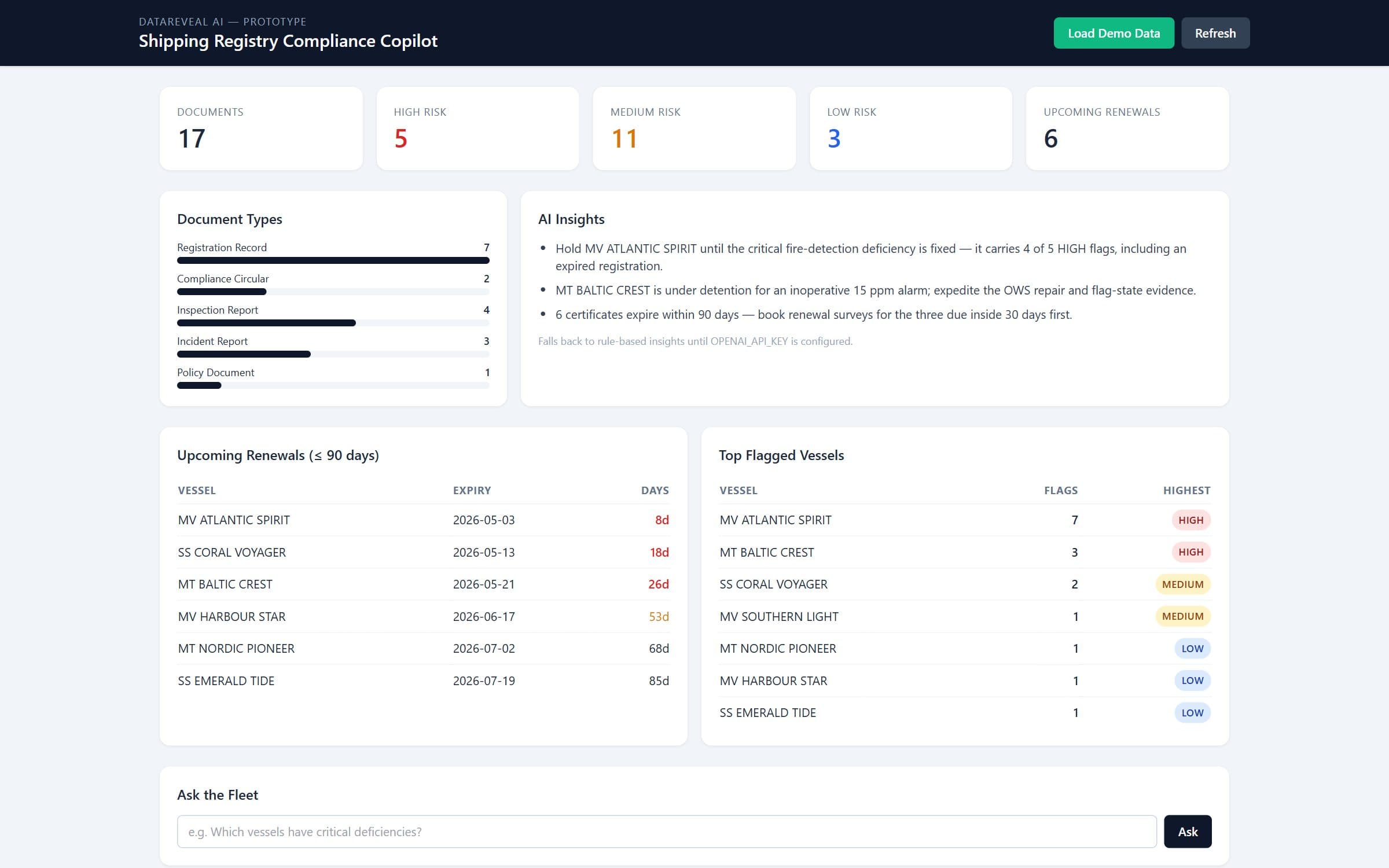 Maritime Compliance Copilot: product screenshot