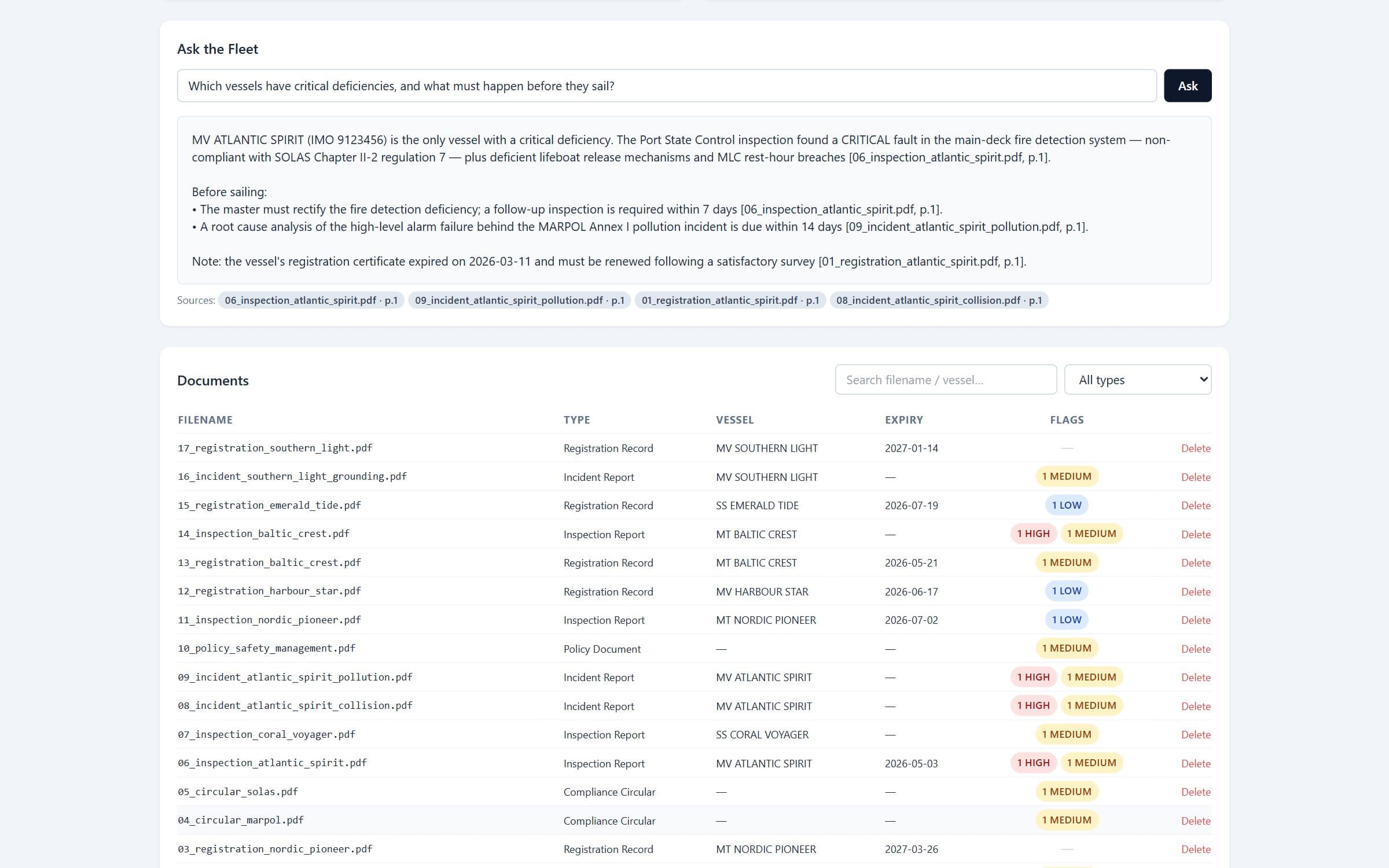 Maritime Compliance Copilot, screenshot 2